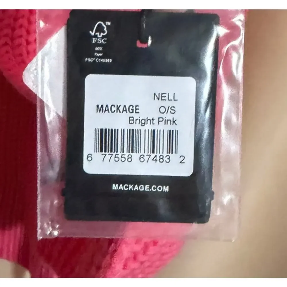 Mackage Nell Logo Wool Blend Scarf Bright Pink